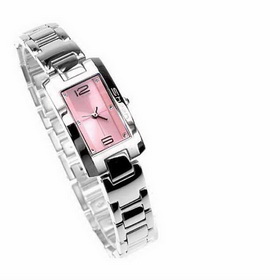 Amanda49 Chic A1096L Square Dial Rhinestone Decoration Steel Wrist Watch for Women - Pink