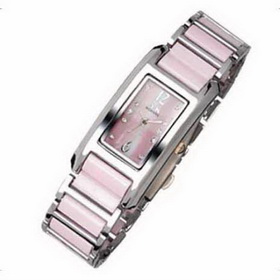 Amanda49 Chic  A1096L Square White Dial Rhinestone Decoration Steel Wrist Watch for Women - Pink