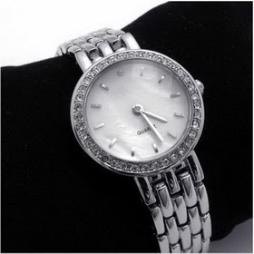 Amanda49 Arabic Numeral Hour Marks Round Case w/ Rhinestones Watch WTT700 - Silver