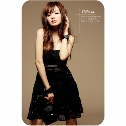 Amanda49 Fashionable and Sweet Princess Mesh Sequined with Lining Black Sleeveless Dresses