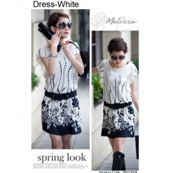 Amanda49 Fashion and Classical Spring Look Cotton White Short Sleeve Dress--Women's Dresses