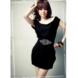 Amanda49 Beautiful Cotton Black Short Sleeve Dress--Women's Dresses