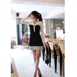 Amanda49 Fashionable and Slim Three Color Gathered Long Sleeve Skirt