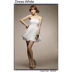 Amanda49 Strapless Stylish Sexy Elastic White Cotton Sleeveless Dress--Women's Dresses