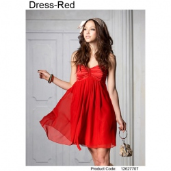 Amanda49 Delicate and Charming Strapless Red Chiffon Sleeveless Dresses with Lining