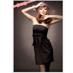 Amanda49 Sexy strapless Blue Cotton Short Dress--Women's Dresses