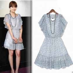 Amanda49 High Elastic Waist Cuff Lotus Leaf Shape Design Dress