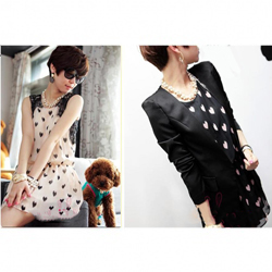 Amanda49 Cute Heart Dot Sleeveless Chiffon Short Dress