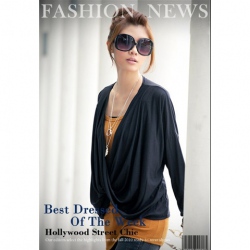 Amanda49 Fashionable and Cool Super Star's Favorite Black Cotton Blouse for Women