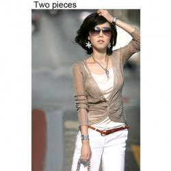 Amanda49 Two Pieces Polyester Cotton Long Sleeveles Blouse--Women's Blouses