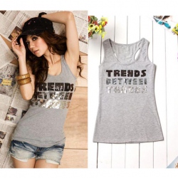 Amanda49 Fashionable Round Neckline Elastic Cotton Vest