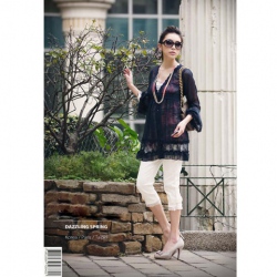 Amanda49 Elegant High Waist Blue Chiffon Long Sleeves Blouse--Women's Blouses