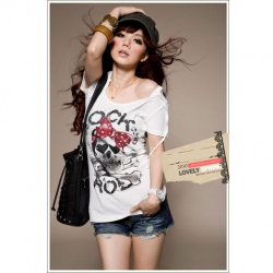 Amanda49 Round Neckline Cotton Short Sleeves Blouse--Women's Blouses