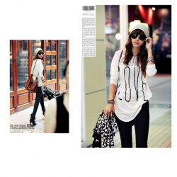 Amanda49 Simple Loose Design White Cotton Long Sleeves Blouse--Women's Blouses