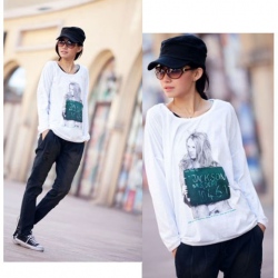Amanda49 Fashionable Cotton Material Long Sleeve White Blouse For Women