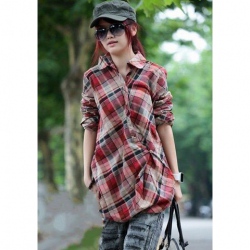 Amanda49 Fashionable and Comfortable Cotton Long Sleeves Blouse--Women's Blouses