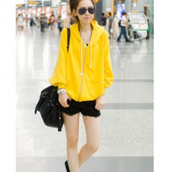 Amanda49 Delicate and Comfortable Special Pocket Yellow Bat-Wing Long Sleeves Cotton+Ployester Blouse For Women
