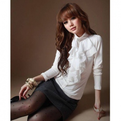 Amanda49 Corean Sweety Style Flouncing Deceorated Slim Long Sleeve T-shirt