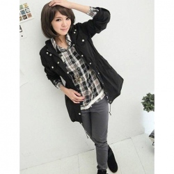 Amanda49 Korean Style Plaid Turndown Collar and Long Sleeve Shirt For Female