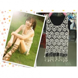 Amanda49 Bohemia Style Mix-Matched Round Neckline Tassel Embellished Waistcoat