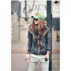 Amanda49 Comfortable Double-Zipper Long Sleeves Layered Cotton Blouse For Women