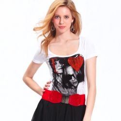 Amanda49 Fashion Female Joker T-shirt with Printing Characters