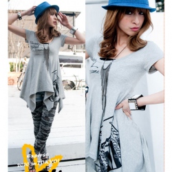 Amanda49 Beautiful Cotton Material Spring / Summer Grey Blouse For Women