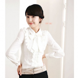 Amanda49 Laconic White Long Sleeve Shirt For Grils / Women