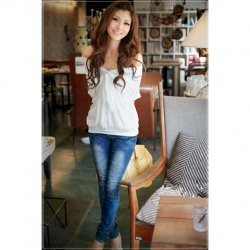 Amanda49 Elegant Cotton White Spring / Summer Blouse--Women's Blouses