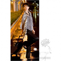 Amanda49 Chiffon Layered Ruffles Decorated Long Sleeves Blouse--Women's Blouse