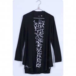 Amanda49 OL Style Formal Black Cotton + Fiber Long Sleeve Blouse with Belt for Women