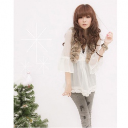 Amanda49 Crochet Trim Design With a Little Touguang Within Your Own Ride Blouse For Women (White)
