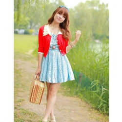 Amanda49 Super Cute Special Lace Lapel Single-Breasted Long Sleeves Mercerized Cotton Coat For Women