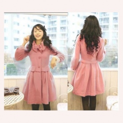 Amanda49 Specially Designed L Size Pink South Korea Tencel Long Coat--Women's Coats
