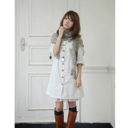 Amanda49 Elegance and Graceful Wood Button Korea Long Coat