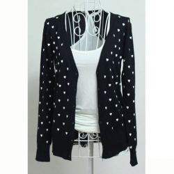 Amanda49 Slim and Elegant V-Neck Heart Patterns Long Sleeves Coat For Women