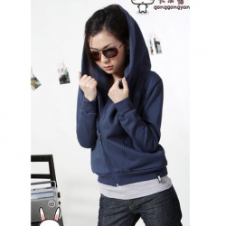 Amanda49 Stylish Diagonal Zipper Long Sleeves Hood Coat For Women