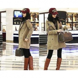 Amanda49 Fashionable Double-Breasted Long Sleeve Coat