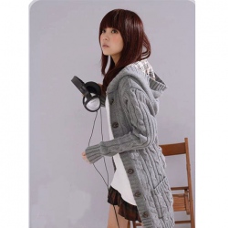 Amanda49 Korea Style Hemp Flowers Embellished Long Sleeve Knitwear