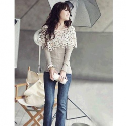 Amanda49 Delicate Round Neckline Sleeveless Tassel Openwork Cotton Fabric Cloak For Women
