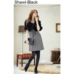 Amanda49 Delicate and Beautiful Black Half Sleeve Shawl--Women's Coats