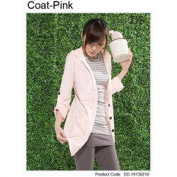 Amanda49 Fashion Loose and Comfortable Pink Cotton Long Sleeves Coat--women's Coats