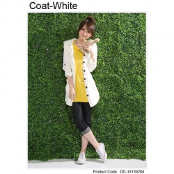 Amanda49 Fashion Loose and Comfortable White Cotton Long Sleeves Coat--women's Coats