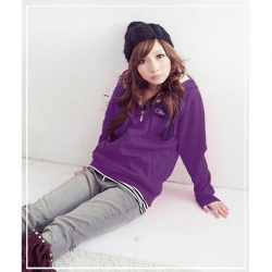 Amanda49 Laconic Cotton+Velvet Purple Long Sleeves Coat--women's Coats
