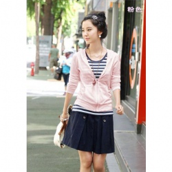 Amanda49 Cotton Zipper Designed Pink Long Sleeves Coat--Women's Coats