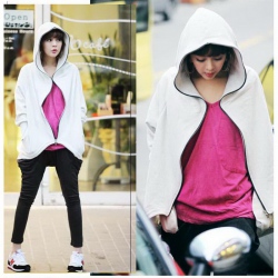 Amanda49 Concise School Style Zipper Irregularity Hem Long Sleeves Cotton Coat For Women