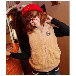 Amanda49 Popular Zipper Diagonal Pockets Inner Grid Style Sleeveless Cotton+Fleeces+Grid Cloths Waistcoat For Women