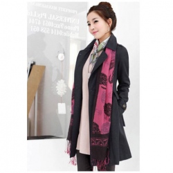 Amanda49 Elegant and Slim Lapel Double-Breasted Lace-Up Long Sleeves Twill+Lining Coat For Women