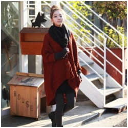 Amanda49 Comfortable Deep V-Neck Double Shallow Pockets Red Long Sleeves Coat For Women