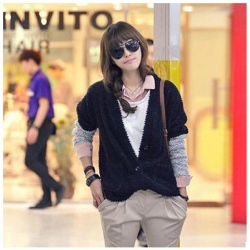 Amanda49 Classic and Concise Stereo Style V-Neck Single-Breasted Long Sleeves Fleeces Coat For Women